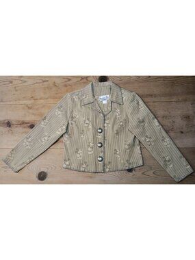 Vtg Cactus Flower Mickey Mouse Tapestry Blazer Jacket Womens M Cotton Button Up